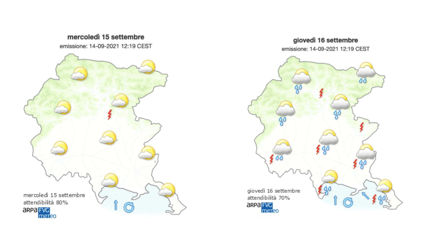 Meteo, ultimi sprazzi di sole sul Goriziano prima delle piogge